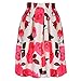 Yonala Women's Elegant Retro Floral Printed Casual Party Pleated Midi Skirt