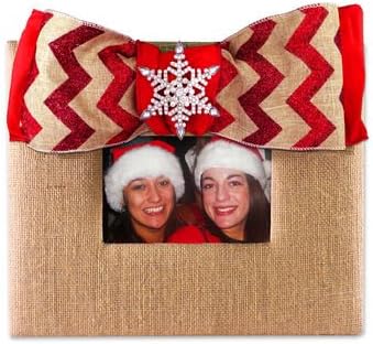 Glitter Red Chevron Burlap Frame. 11.5" X 10" Photo Frame. Fits Photo 5.5" X 3.5".
