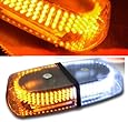 Xprite White & Amber Emergency Hazard Warning LED Mini bar Strobe Light w/ Magnetic Base