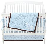 Carter's Blue Elephant 4 Piece Crib Set, Blue/Choc