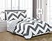 Chezmoi Collection 4-Piece Chevron Zig Zag Patterns Sheet Set (Full, Grey)