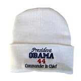 New Obama 44th President Cuff Winter Beanie - White