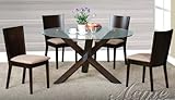 5pc Dining Table and Chairs Set with X Base in Espresso Finish