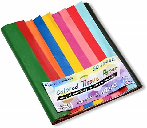 Tissue Paper - Craft Paper - Colored Paper the Largest - 30" X 40" - Heavier Thicker (21gsm) - More Colors 10 Vibrant Colors - 50 Sheets Paper Crafts Pack in Bulk - Gift Wrap - The Best Paper Tissue Value Pack - Satisfaction Guaranteed or Your Money Back