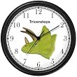 Triceratops Dinosaur Cartoon - JP Animal Wall Clock by WatchBuddy Timepieces (Hunter Green Frame)