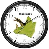 Triceratops Dinosaur Cartoon - JP Animal Wall Clock by WatchBuddy Timepieces (Black Frame)
