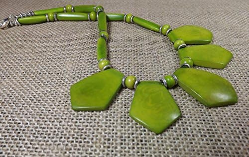 Avocado Green Statement Bib Beaded Statement Necklace