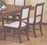 Set of 2 Cherry Finish Wood Formal Dining Chairs Chair with cushion seats