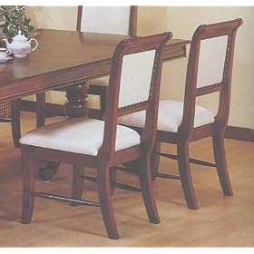 Set of 2 Cherry Finish Wood Formal Dining Chairs Chair with cushion seats by visiondecor Furniture