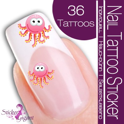 Nail Tattoo Sticker Comic / Cartoon - Tintenfisch Preisvergleich
