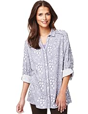 Indigo Collection Conversational Bird Print Shirt