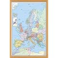 Poster mit Rahmen 61 x 91,5 cm, Holz Buche - Europe Map - political German gerahmt - Antireflex Acrylglas
