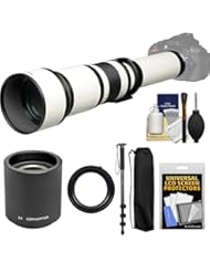 Photography: Vivitar 650-1300mm f/8-16 Telephoto Lens (White) (T Mount) with 2x Teleconverter (=2600mm) + Monopod + Kit for Sony Alpha SLT-A57, A58, A65, A77, A99 A-Mount DSLR Cameras - VIVITAR