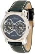 Le Chateau #SS335_BL Men's Viajero Collection Dual Time Zone Leather Strap Watch (Blue Dial/Blue Band)