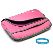Baby Pink Neoprene Protective Retro Sleeve Cover Carrying Case with Exterior Accessory Pocket for MOTOROLA XOOM Android Tablet (Wi-Fi) + SumacLife TM Wisdom Courage Wristband