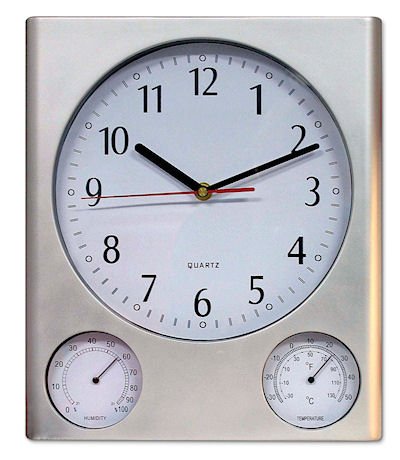 Poolmaster 52602 ABS Outdoor Clock, Thermometer and Hygrometer Combo, Silver Finish