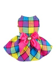 Pet Products: Fitwarm Vintage Plaid Pet Clothes Dog Dress Ribbon Dog Vest Shirts Apparel, XS - Fitwarm