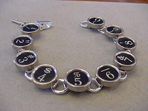 Black Typewriter Key Bracelet Numbers Typewriter key jewelry