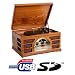 Zyon Wooden Retro Turntable 3 Speed Record Player AM/FM Radio CD, w/ USB & SD Interface for MP3 Playback - (Beech)