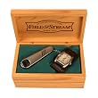 Field & Stream Men Western Cuff Watch, Golf Tool with 7 Function and Pocket Knife Key Chain Wood Box Gift Set
