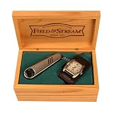 Field & Stream Men Western Cuff Watch, Golf Tool with 7 Function and Pocket Knife Key Chain Wood Box Gift Set