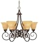 Nuvo Lighting 60/010 Moulan 6-Light Chandelier with Fluted Cream Bell Shades, Copper Bronze