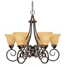 Nuvo Lighting 60 010 Moulan 6-Light Chandelier with Fluted Cream Bell Shades, Copper... by Nuvo
