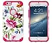iPhone 6, DandyCase 2in1 Hybrid High Impact Hard Pink & Blue Flower Pattern + Hot Pink Silicone Case Cover for Apple iPhone 6 (4.7