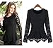 Aokin Women Scoop Neck Long Sleeve Lace Tunics Blouse Top