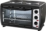 Andrew James Black 23 Litre Mini Oven And Grill With Double Hot Plates