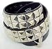 2 Row Chrome Pyramid Stud Black Leather Belt Studded