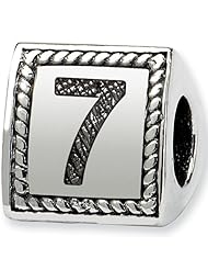 Reflection Beads Silver Number 7 Three Sided Number Block Bead