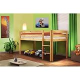 Lit sur�lev� d'enfants bois de pin massif verni en couleur naturelle - SHB/1035