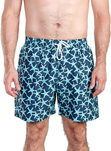 Star Fish Print High-End Swim Trunks- Palmacea - EST2 -Extra Large