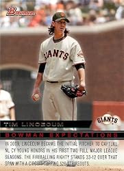 2010 Bowman "Expectations" Baseball Card (Veteran/Rookie) #5 Stephen Strasburg / Tim Lincecum Washington Natoinals / San Francisco Giants In Protective Screwdown Case!