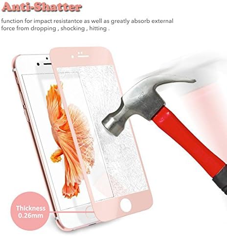 【3D Curve Fit】HD Tempered Glass 3D Full Coverage Round Edge Screen Protector for iPhone 6/6S (Rose Gold)