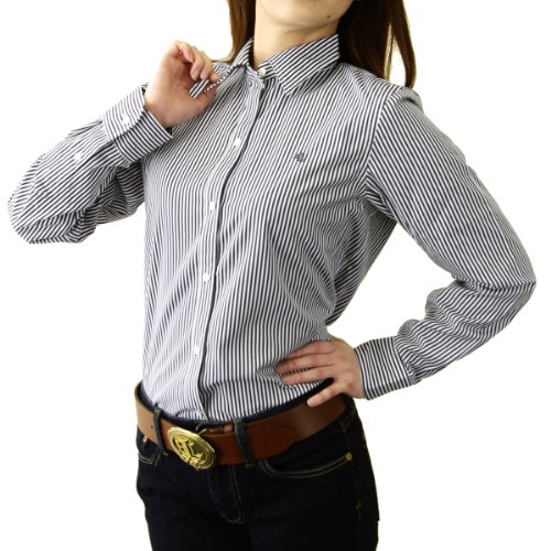 (ポロ ラルフローレン)POLO Ralph Lauren シャツ ワイシャツ レディース ワンポイント ストライプ 長袖 [並行輸入品]
