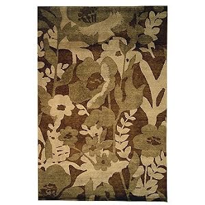Floral Garden Wool Area Rug in Brown - 4' x 6' - Frontgate