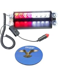 Automotive Parts and Accessories: HQRP White / Red 8-LED Vehicle Dash Warning Strobe Fog Flash Light for Car / Truck / Boat / RV / Caravan 4x4 Type plus HQRP Coaster - HQRP
