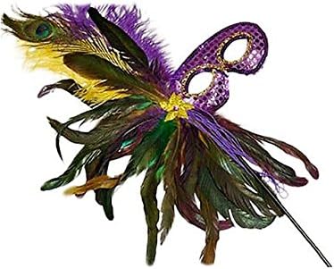 Blue Side Feather Mardi Gras Masquerade Mask