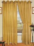 Window Rings Metal Grommets Curtains / Drapes Set w/ TieBacks - Yellow/Gold color (VOILE/SHEER)