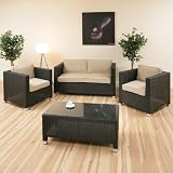 Rattan 4 piece Sofa Set indoor outdoor Black/Beige