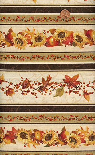 Red Rooster ‘Joyful Harvest’ Stripes Cotton Fabric By the Yard