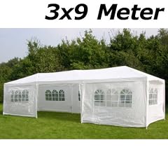Pavillon, Pavillion Zelt PE 3x9 wei� incl 8 Seitenteile