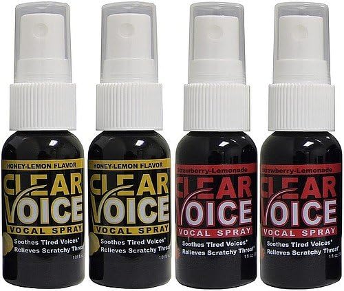Clear Voice Vocal Spray Honey-Lemon Strawberry-Lemonade 1 fl. oz. Bottles 4 Pack