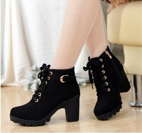 Women Pumps European PU Leather Boots Ladies High Heel Fashion Motorcycle Boots Pumps Women Shoes