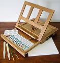Wood Table Easel & Acrylic Paint Set