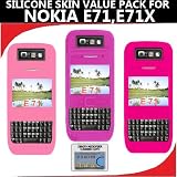 Silicone Skin 3 pc. Value Pack for your Nokia E71, E71x (Purple, Light Pink, Hot Pink) Bonus DBRoth Microfiber Cleaning Cloth Included