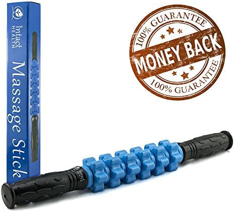 Massage Stick - 17" Muscle Roller Eases Tension, Works Out Knots, Promotes Recovery After Workouts, Increases Flexibility - Ergonomic Grips - Ultra Durable