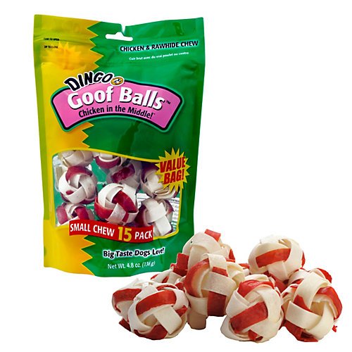 Dingo Small Goof Balls Value Bag 15 pk, 4.8 oz, Chicken and Rawhide Chews